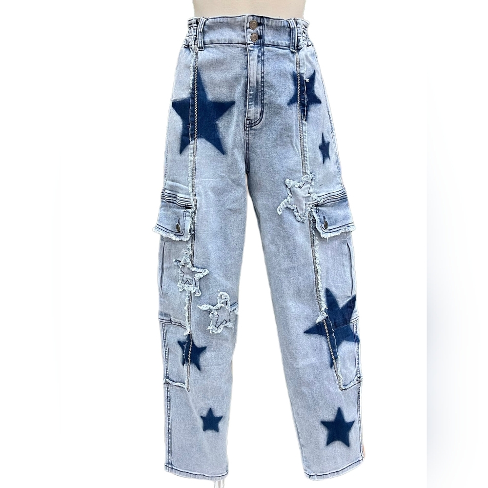 Oli & Hali Blue Star Denim Cargo Jeans